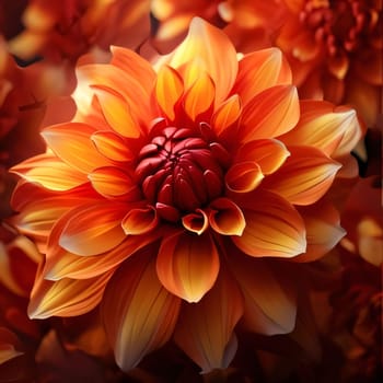 Orange dahlia flower. Close-up photo. Flowering flowers, a symbol of spring, new life. A joyful time of nature waking up to life.