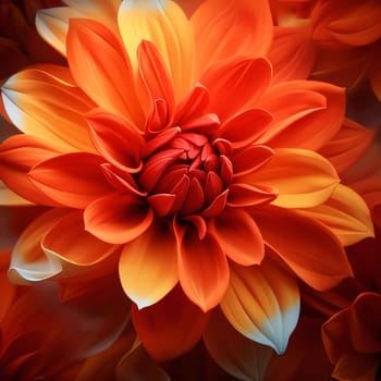 Orange dahlia flower. Close-up photo. Flowering flowers, a symbol of spring, new life. A joyful time of nature waking up to life.