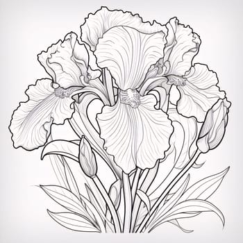 Black and white coloring sheet bouquet of flowers.Flowering flowers, a symbol of spring, new life.A joyful time of nature awakening to life.