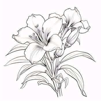 Black and white coloring sheet, a bouquet of flowers. Flowering flowers, a symbol of spring, new life. A joyful time of nature waking up to life.
