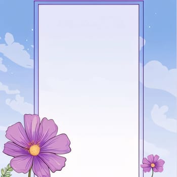 White blank card, frame with space for your own content around the decoration of pink flowers. Flowering flowers, a symbol of spring, new life. A joyful time of nature waking up to life.