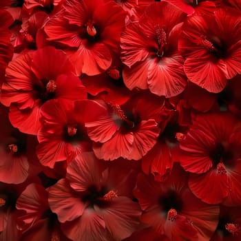 Red flowers poppy petals, top view. Flowering flowers, a symbol of spring, new life. A joyful time of nature awakening to life.