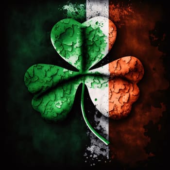Symbol, three-leaf clover on green white and red stripes. The green color symbol of St. Patrick's Day. A joyous time of celebration in the green color.
