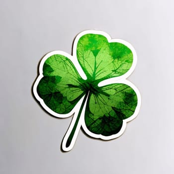 Green Clover Sticker. Three-leafed. The green color symbol of St. Patrick's Day. A joyous time of celebration in the green color.