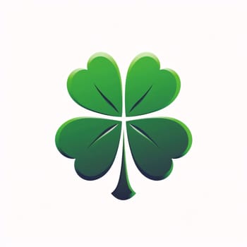 Logo, four-leaf clover symbol on white isolated. Green four-leaf clover symbol of St. Patrick's Day. A joyous time of celebration in the green color.