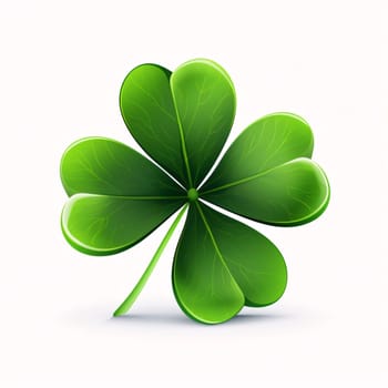 Logo, four-leaf clover symbol on white isolated. Green four-leaf clover symbol of St. Patrick's Day. A joyous time of celebration in the green color.