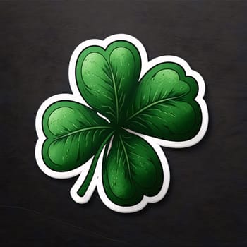 Green four-leaf clover - sticker. Green four-leaf clover symbol of St. Patrick's Day. A joyous time of celebration in the green color.