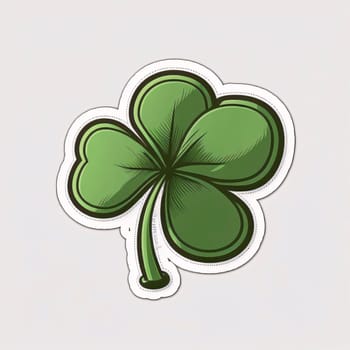 Green four-leaf clover - sticker. Green four-leaf clover symbol of St. Patrick's Day. A joyous time of celebration in the green color.