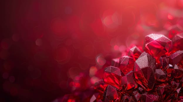 A close up of a bunch of red crystals on top of each other
