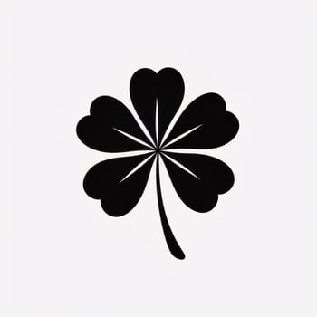 Logo symbol black five-leaf clover on white isolated background. Green four-leaf clover symbol of St. Patrick's Day. Happy time of celebration in green color.