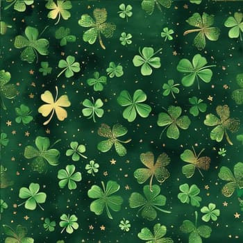 Elegant and modern. Green clovers as abstract background, wallpaper, banner, texture design with pattern - vector. Dark colors.