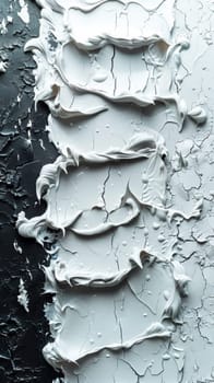 A close up of a wall with white paint on it