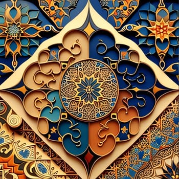 Colorful abstract patterns, stained glass. Ramadan as a time of fasting and prayer for Muslims.A time to meet with God.
