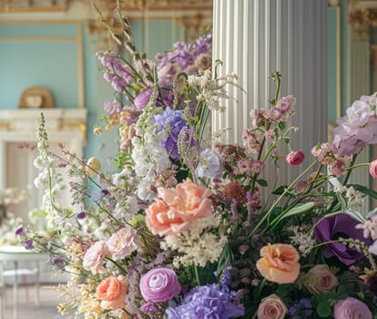 Beautiful bouquet of flowers in a vase. Floral arrangement