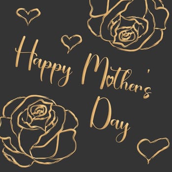 Happy Mother's Day, flatlay backdrop with roses and hearts for Mother's