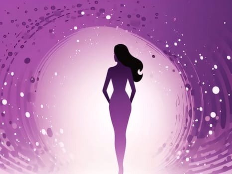 Silhouette of a purple woman, illustration, abstract, circles. World Women's Day. A day on which all ladies have a holiday.