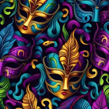 Elegant and modern. Colorful carnival masks as abstract background, wallpaper, banner, texture design with pattern - vector.