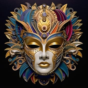 Mask with rich, colorful decorations. Carnival outfits, masks and decorations. A time of fun and celebration before the fast.