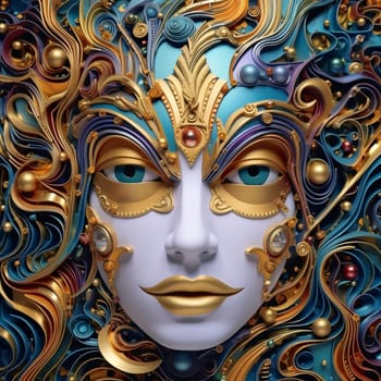 Mask with rich, colorful decorations. Carnival outfits, masks and decorations. A time of fun and celebration before the fast.