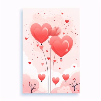 Valentine's Day card, red hearts, big and small. Valentine's Day as a day symbol of affection and love. A time of falling in love and love.