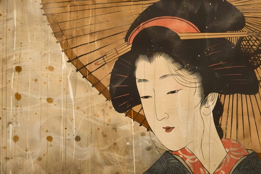 Antique Japanese Illustration of a woman ai generated image