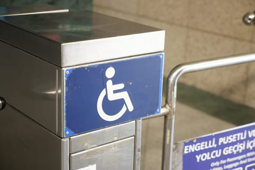 blue wheelchair symbol displayed .