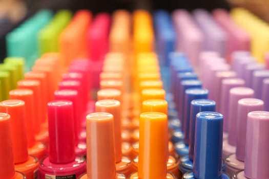 nail polish collection display at shop shelf