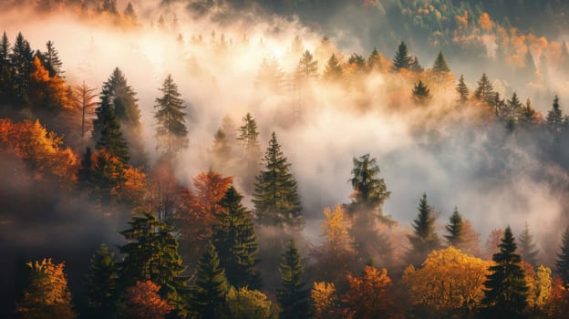 Mystical Autumn Fog in Black Forest.