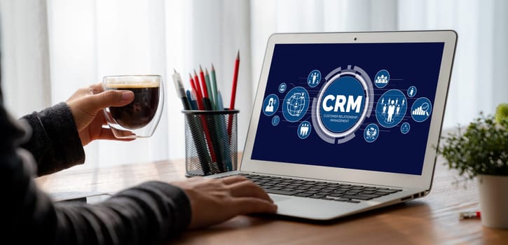 Customer relationship management system on modish computer for CRM business and enterprise