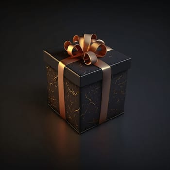 Black and brown box with a Gold Bow. Gifts as a day symbol of present and love. A time of falling in love and love.