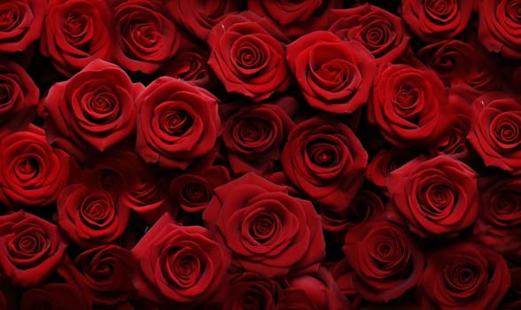 Uniform image of red heads, rose petals. Flowering flowers, a symbol of spring, new life. A joyful time of nature awakening to life.