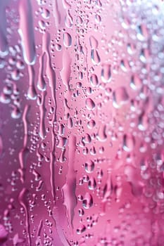 Foggy pink glass with drops and streaks of water. Vertical background for tik tok, instagram, stories.