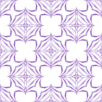 Textile ready neat print, swimwear fabric, wallpaper, wrapping. Purple unique boho chic summer design. Chevron watercolor pattern. Green geometric chevron watercolor border.