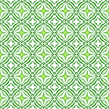 Watercolor medallion seamless border. Green indelible boho chic summer design. Medallion seamless pattern. Textile ready unusual print, swimwear fabric, wallpaper, wrapping.