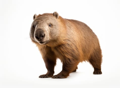 A wombat, a marsupial native to Australia, standing on all fours and looking at the camera