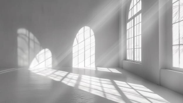A white room with sunlight coming through the windows