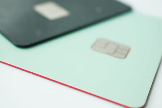 selective focus. close up of credit cards on wooden background .