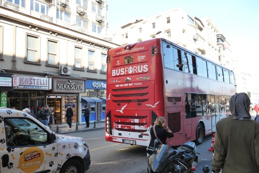 Istanbul Turkey 12 may 2023. Red Big Bus Double decker tourist Tour bus.