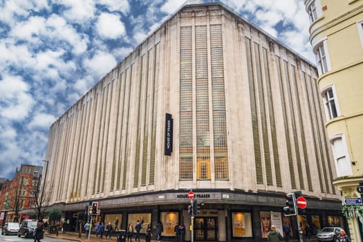 Manchester, UK - February 20 2020: House Of Fraser department store facade.