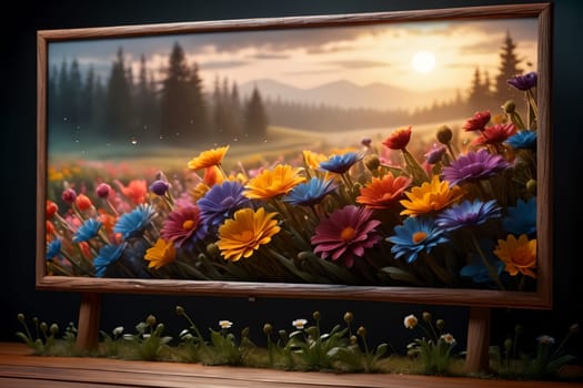 beautiful abstract background with bright flowers. AI generated image.