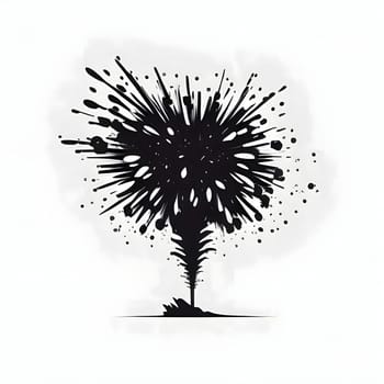 Logo, modern concept, fireworks launch, black and white. New Year's fun and festivities. A time of celebration and resolutions.