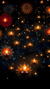 Colorful Diwali candles. New Year's fun and festivities. A time of celebration and resolutions.