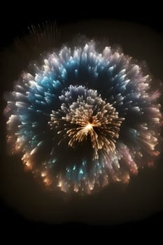 Colorful fireworks, explosion on black background. New Year's fun and festivities. A time of celebration and resolutions.