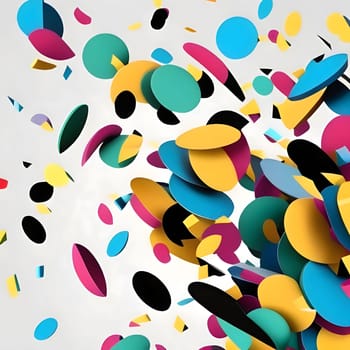 Colorful confetti on a white background. New Year's party and celebrations. A time of celebration and resolutions.