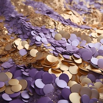 Elegant and modern. Gold and purple confetti as abstract background, wallpaper, banner, texture design with pattern - vector.