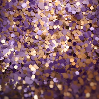 Elegant and modern. Gold and purple confetti as abstract background, wallpaper, banner, texture design with pattern - vector.