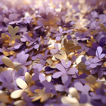 Elegant and modern. Gold and purple confetti as abstract background, wallpaper, banner, texture design with pattern - vector.