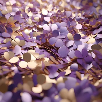 Elegant and modern. Gold and purple confetti as abstract background, wallpaper, banner, texture design with pattern - vector.
