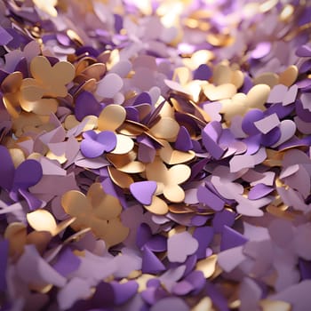 Elegant and modern. Gold and purple confetti as abstract background, wallpaper, banner, texture design with pattern - vector.