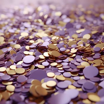 Elegant and modern. Gold and purple confetti as abstract background, wallpaper, banner, texture design with pattern - vector.